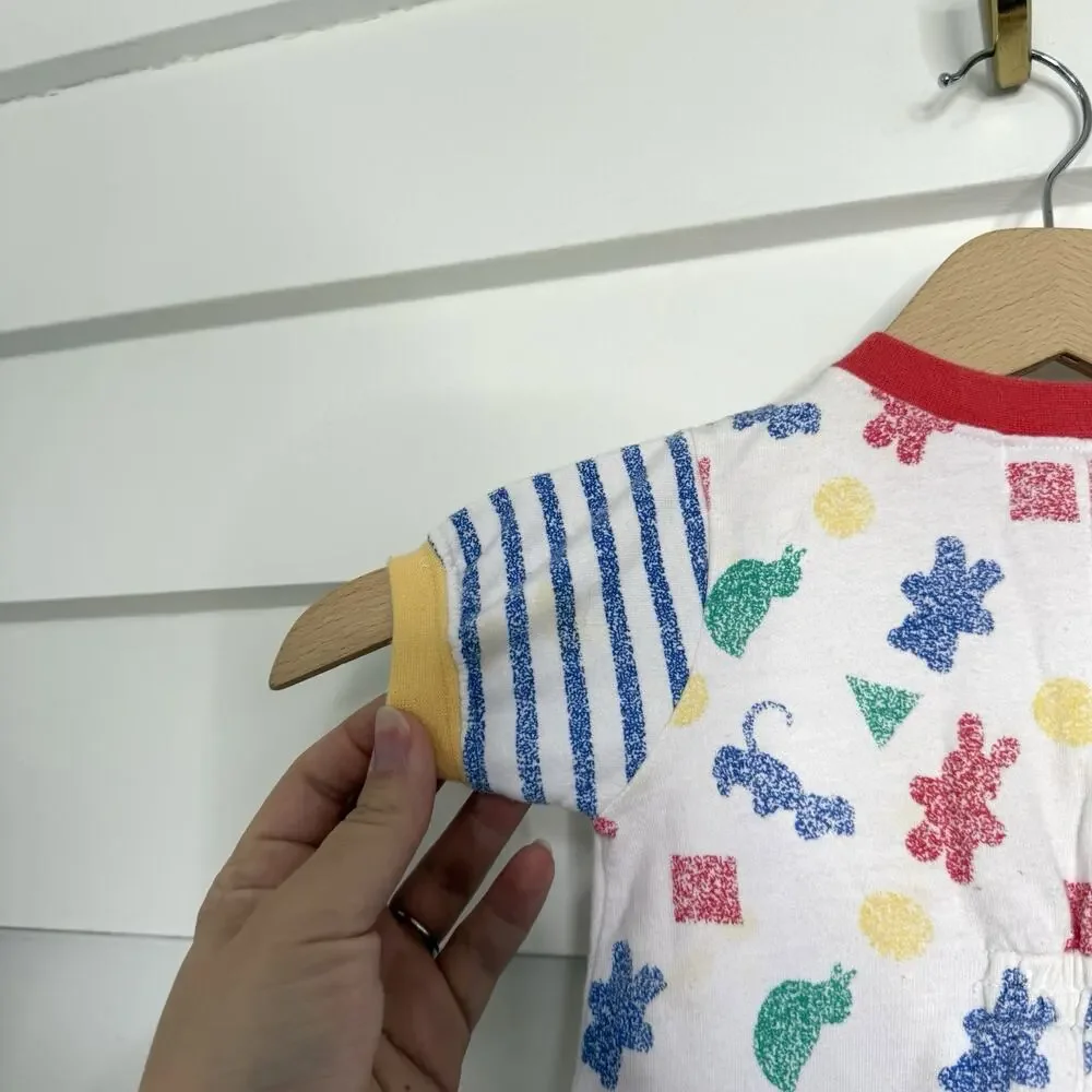 Gymboree Vintage 90's Snap Front Rainbow Animal Shape Short Slv Jumper Newborn